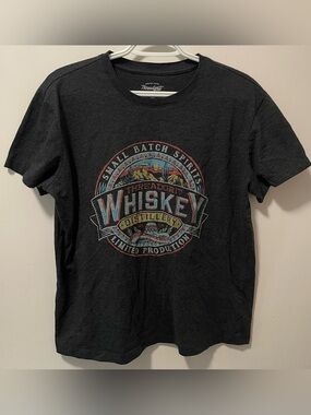 Threadgrit Women’s Cotton Whiskey Graphic Top Black T-Shirt Cotton Size Medium M